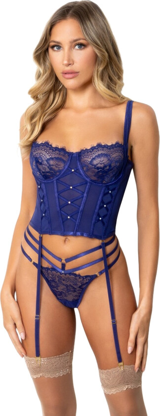 Navy Bustier med Truse - Mørke blå - S