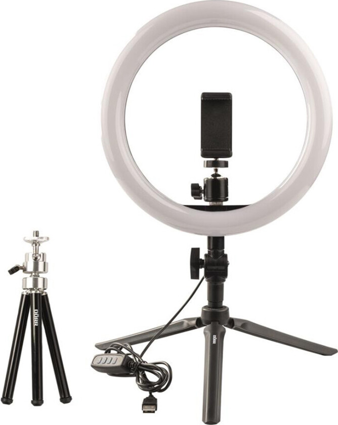 DÃRR VL-26 Vlogging-sett med ringlys og 2x Tridpod - USB-A, 3200-5600K - 18W