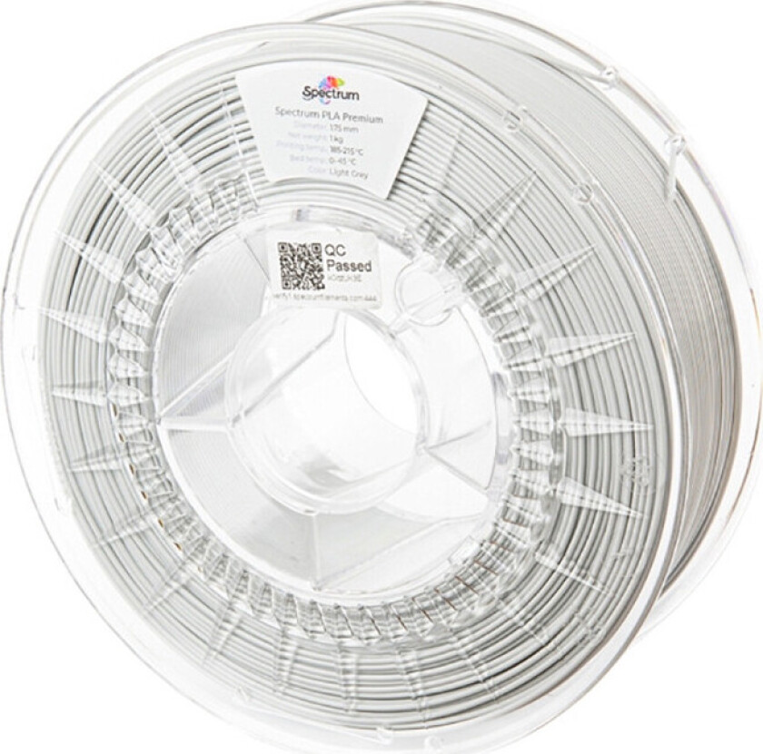 Spectrum Filament PLA Premium for 3D-skriver - 1,75 mm, 1 kg - Lys grå