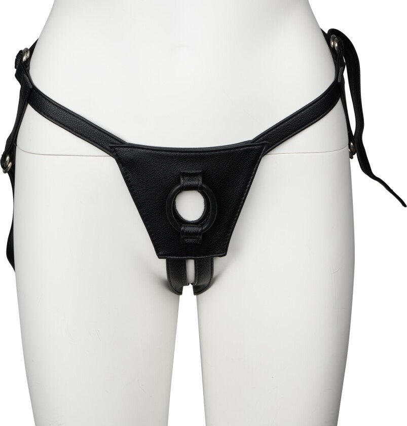 Myk Strap-On Sele i Imitert Skinn - Svart