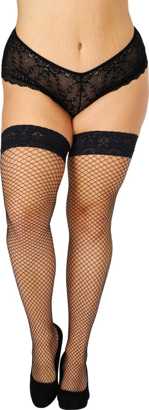 Fenja Fiskenettingstrømper Plus Size - Svart - Plus size