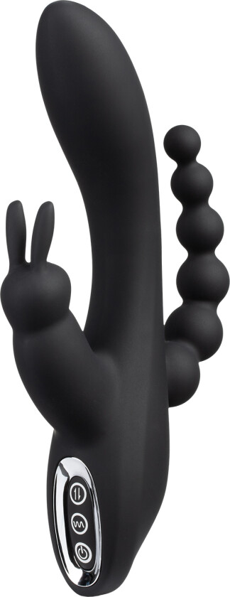 Triple Fun Oppladbar Rabbitvibrator - Svart