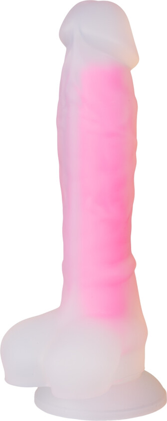 Baseks Glow in the Dark Rosa Dildo 21,5 cm - Lyserosa
