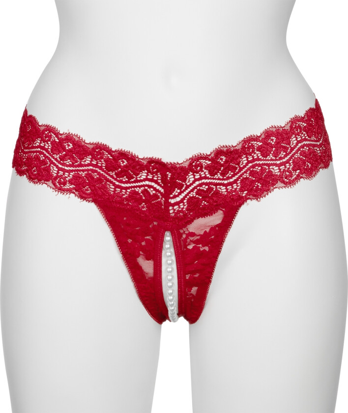 Malin Rød G-Streng med Perler - Rød - S/M