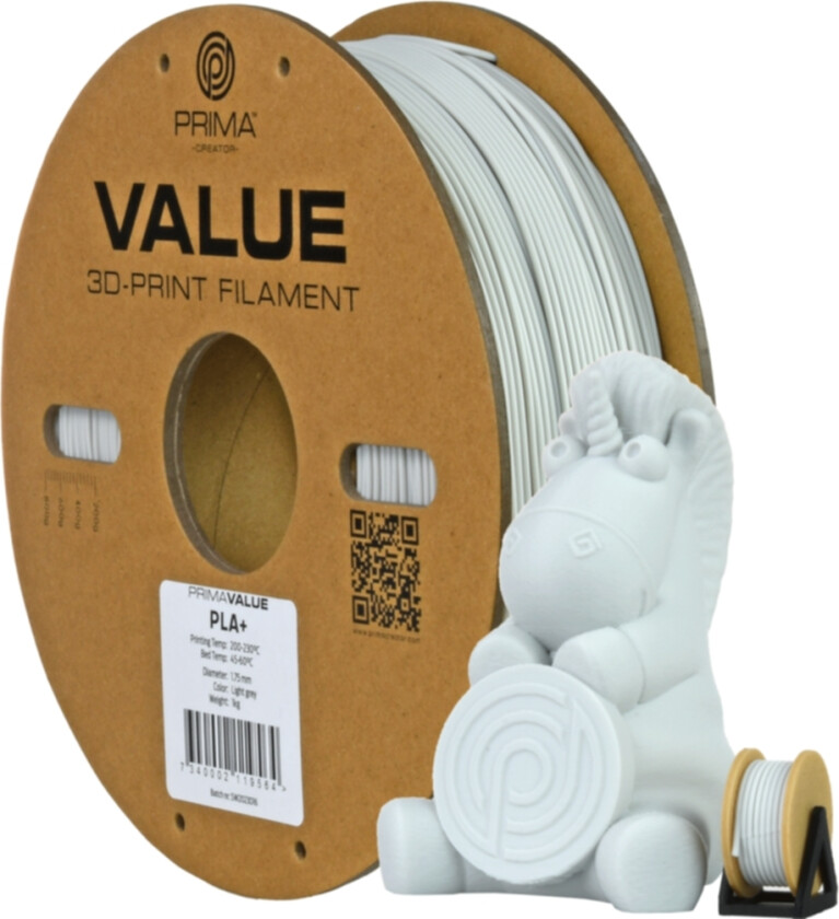Value PLA+ - 1,75mm - 1kg - Lys grå