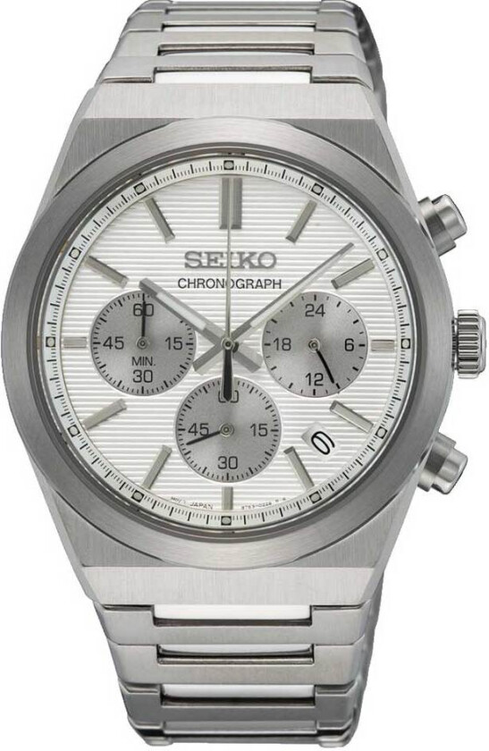 Mens Sports SSB451P1 - Kvarts - Sølv - Herreklokker - Rustfritt stål - ledd m/pin - Safir