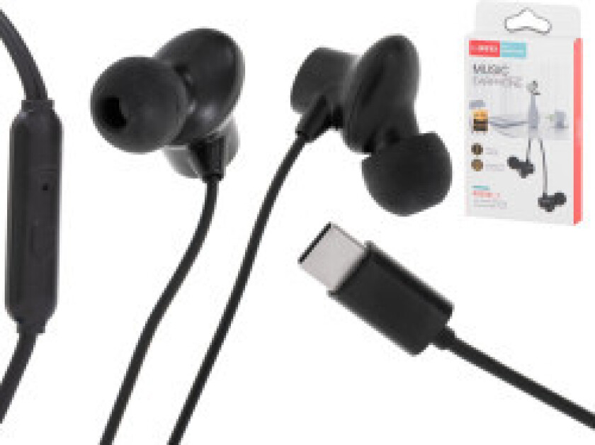 L-BRNO Type-c kablede in-ear-hodetelefoner svart