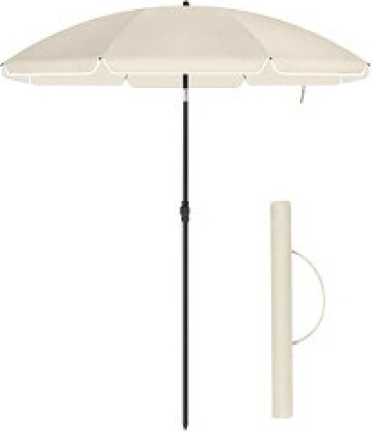 1,6 m parasoll, parasoll, UPF 50+, solbeskyttelse, bærbar åttekantet polyesterbaldakin, glassfiberribber, vippemekanisme, bæreve