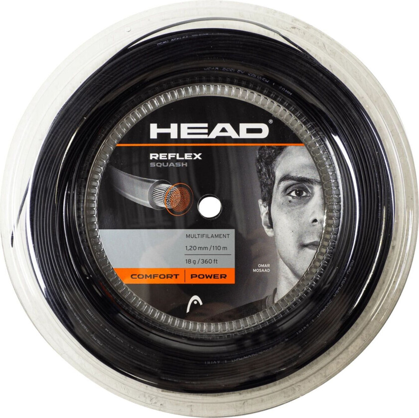 Head Reflex Squash (110M Reel), streng, squash BLACK