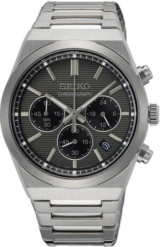 Mens Sports SSB455P1 - Kvarts - Sølv - Herreklokker - Rustfritt stål - ledd m/pin - Safir