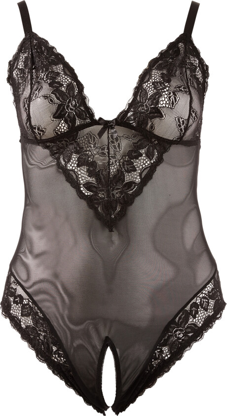 Bunnløs Blonde Bodystocking Plus Size - Svart - 2XL
