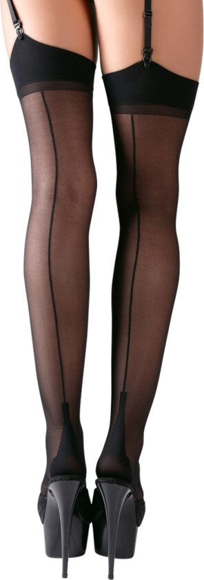 Lange Strømper med Søm Bak - Svart - 4XL