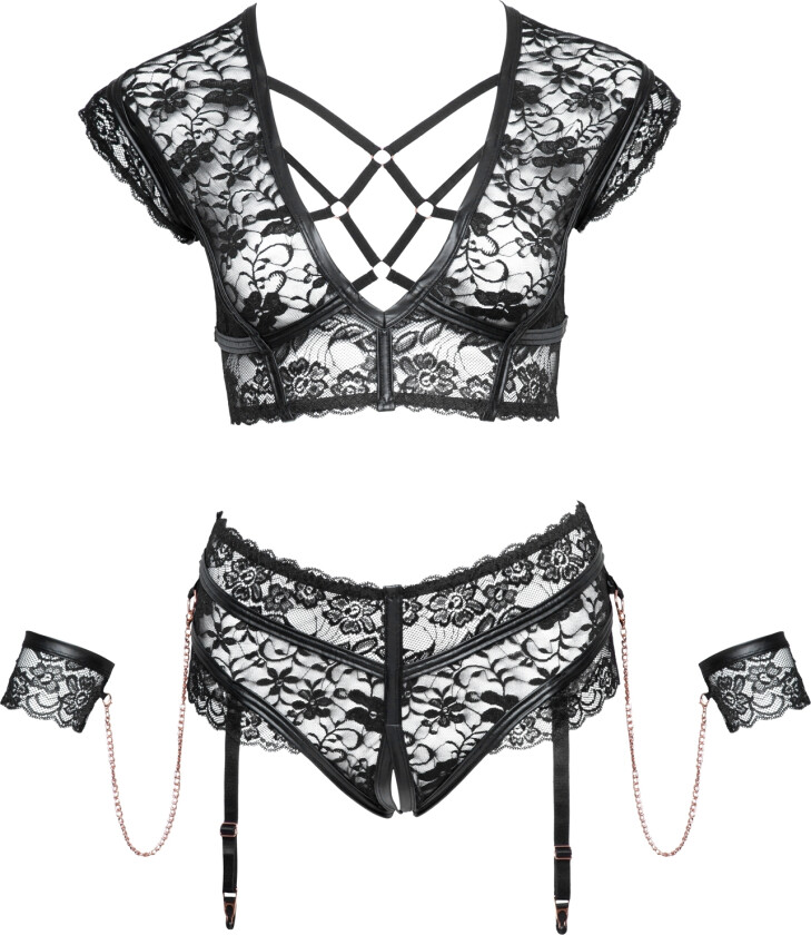 Bondage Bunnløst Sett med Håndleddsmansjetter Plus Size - Svart - 2XL