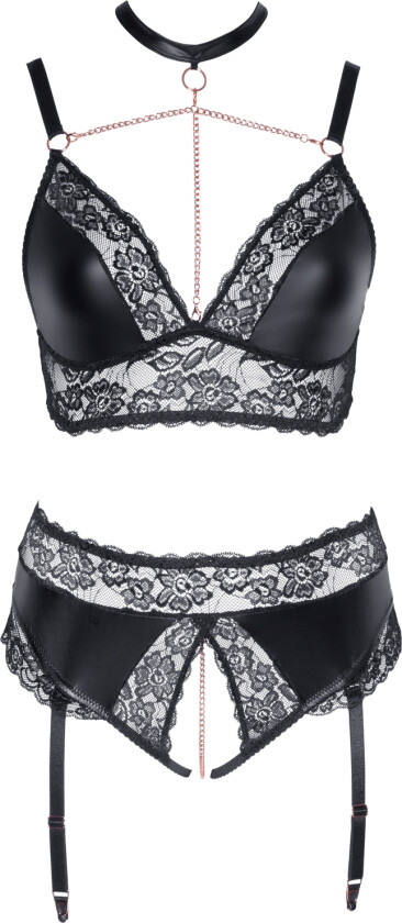 Curves Wetlook BH Sett Plus Size - Svart - 3XL