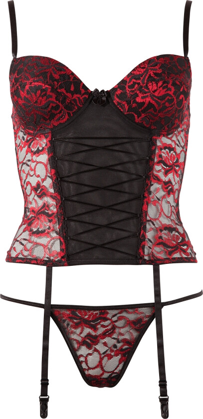 Rød Corsage med Blonder Sett - Svart - L