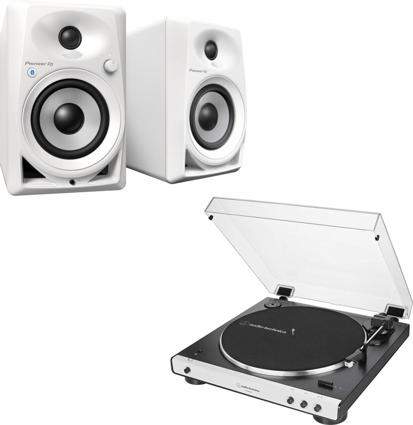 Audio-Technica AT-LP60XBT-WH + Pioneer DM-40BT-W Bluetooth høyttalere