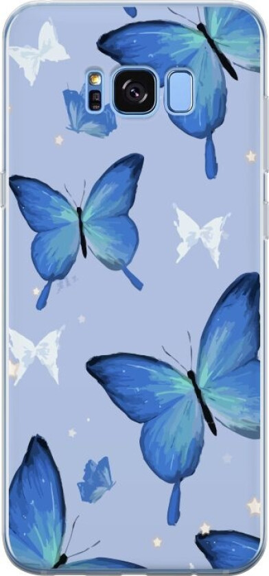 Mobildeksel til Samsung Galaxy S8 med Blå sommerfugler motiv