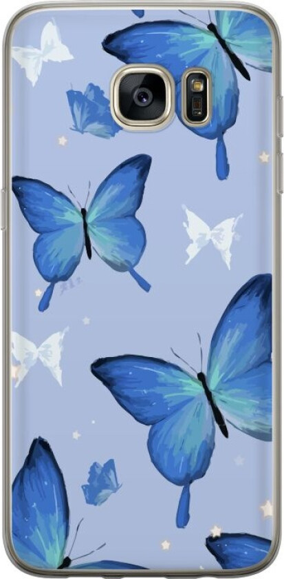 Mobildeksel til Samsung Galaxy S7 edge med Blå sommerfugler motiv