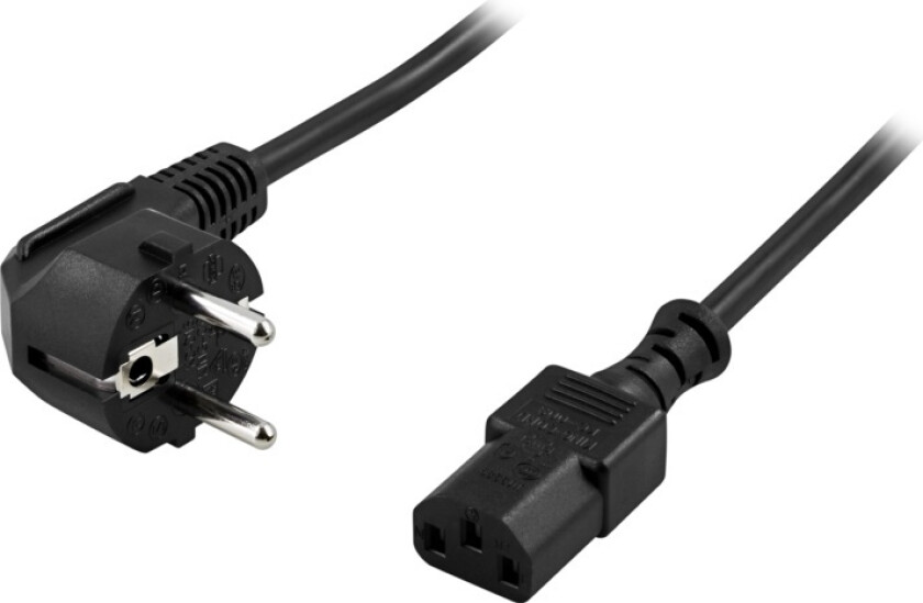 apparatkabel, PC & väggut, vinklad CEE 7/7 - rak IEC C13, 0,2