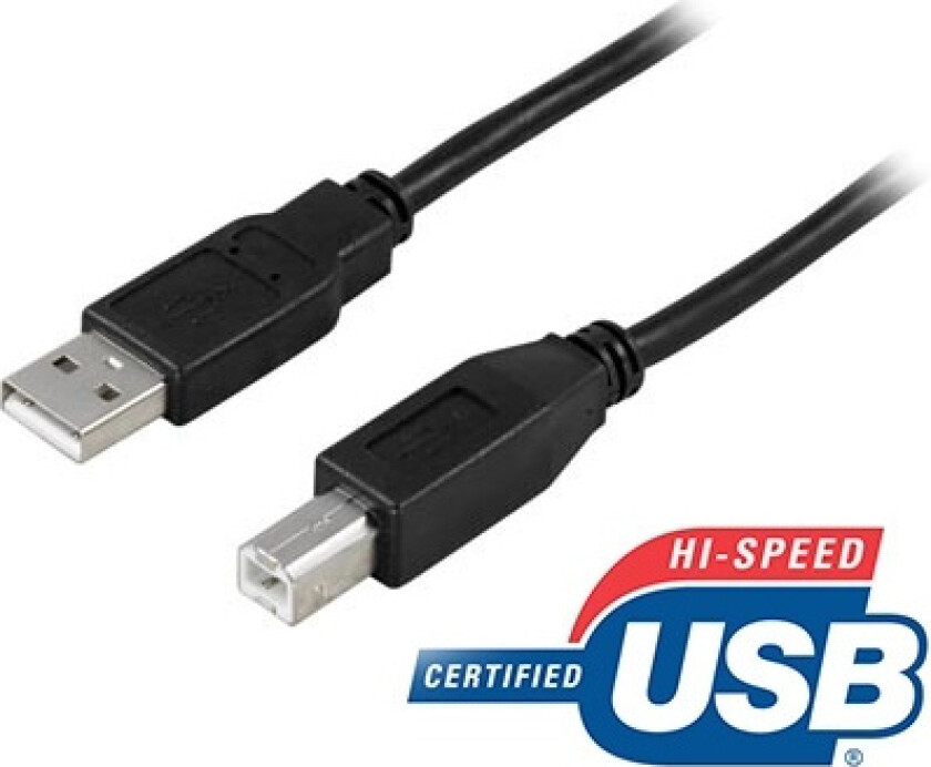 USB 2.0 kabel Type A-Type B output, 0,5m,svart