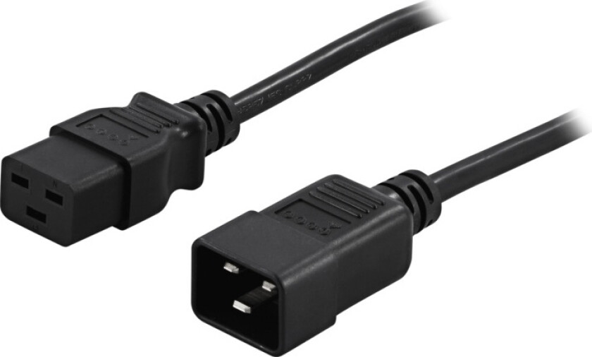 apparatkabel, jord, IEC320 C19 till C20, 16 A / 250 V, 1m