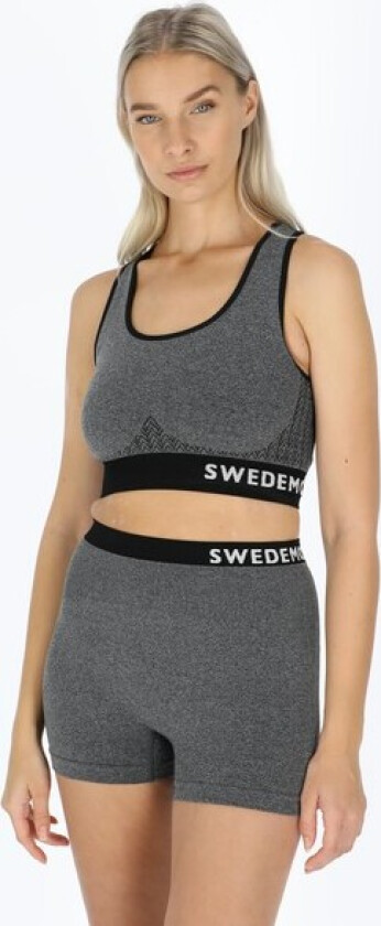 Padded Seamless Top, Dk Grey Melange/Black, M/L, Sport-Bh