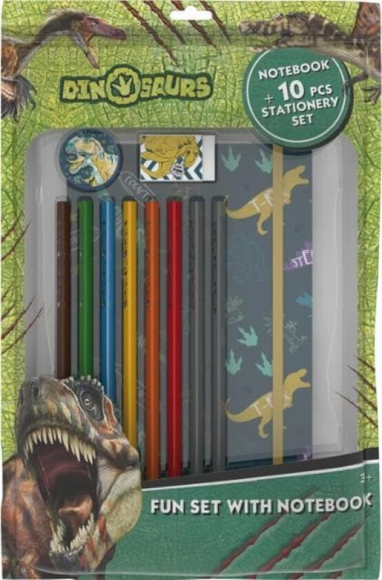 Dinosaur notatbok med penner dinosaurer