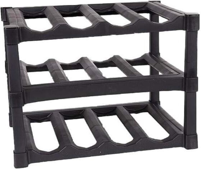 Vinstativer - 12 flasker - plast - sort