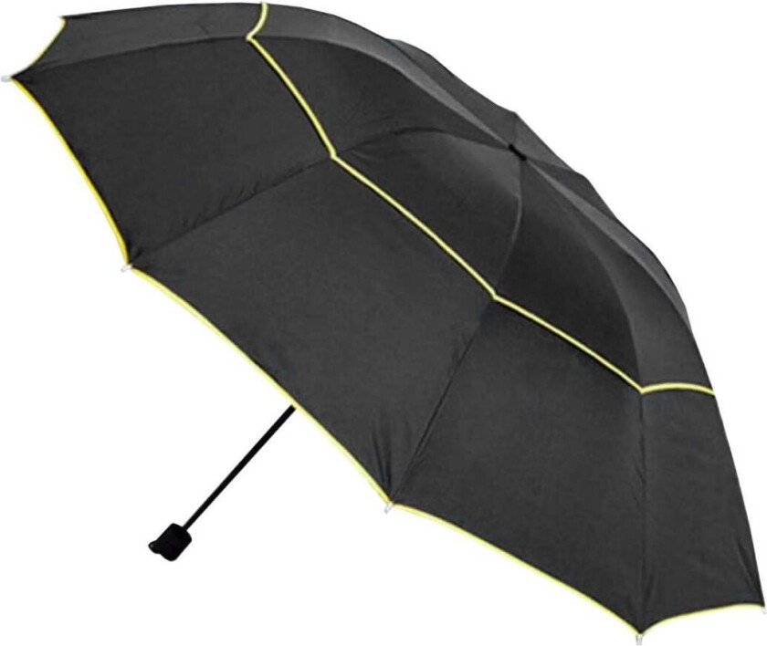 Paraply, Kompakt - 130 cm - Svart / Gul