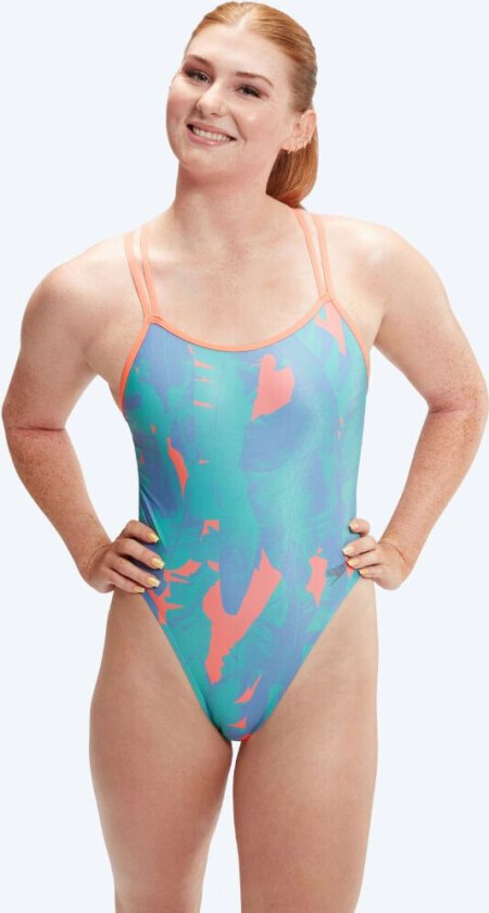 badedrakt til damer - Allover Digital Starback - Blå/oransje
