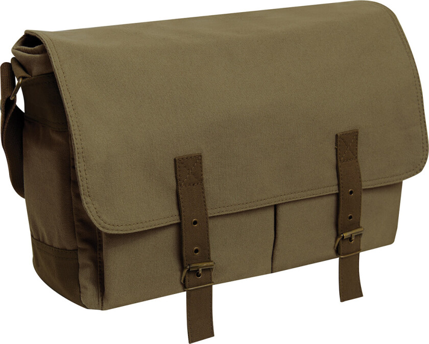 Deluxe Vintage Canvas Messenger Bag - 15 Liter Olive