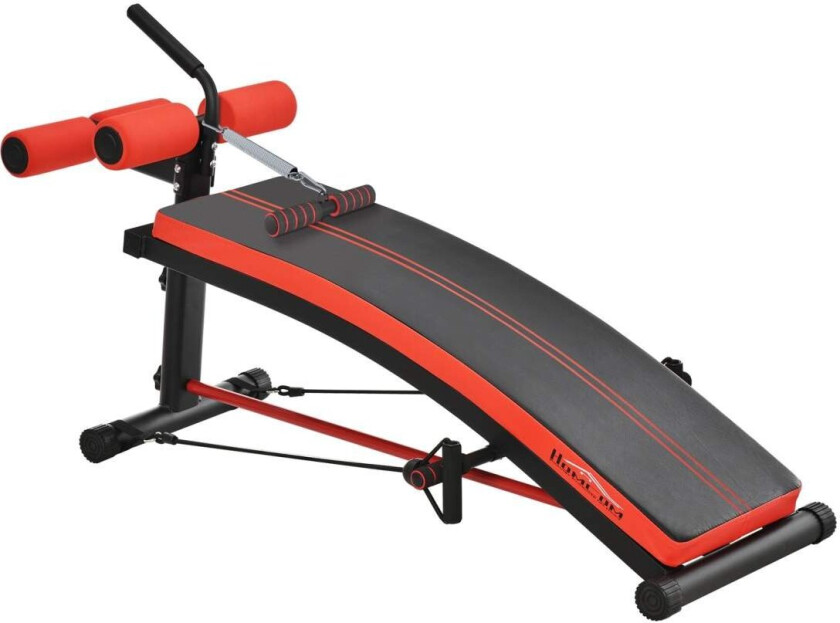 Sit-Up Benk Magetrener Multifunksjon Med Treningsbånd Fitness Stål Svart 139 X 58 X 71-81 Cm