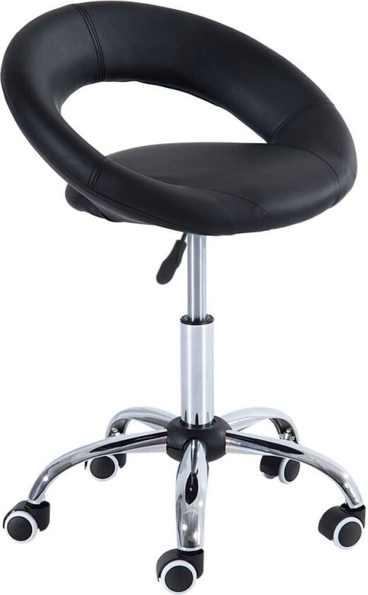 Rullekrakk, Arbeidskrakk, Svingbar Krakk, Kontorstol, Høydejusterbar, Pu + Metall, Svart, 50 X 54 X