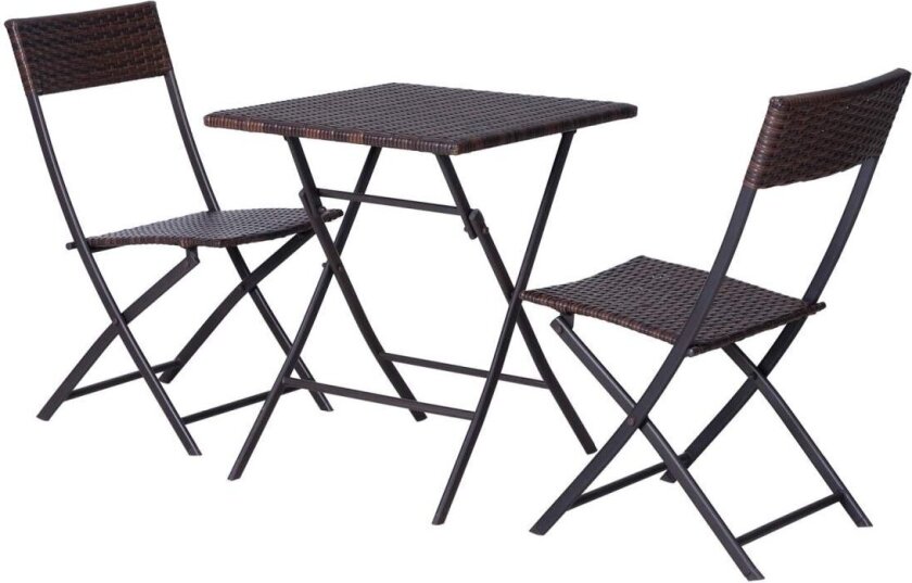 Polyrattan Bistrosett For 2 Personer, Rotting Hagemøbelsett, Brunt