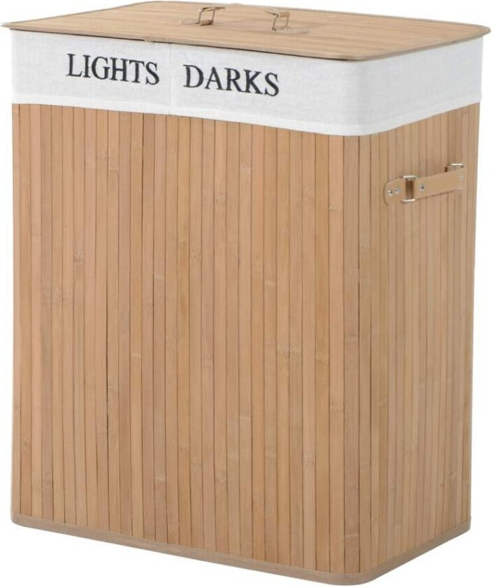 Skittentøyskurv 100L Vaskeboks Vaskeoppsamler Med Lokk, Lerretspose, Bambus, Natur, 52X32X63Cm