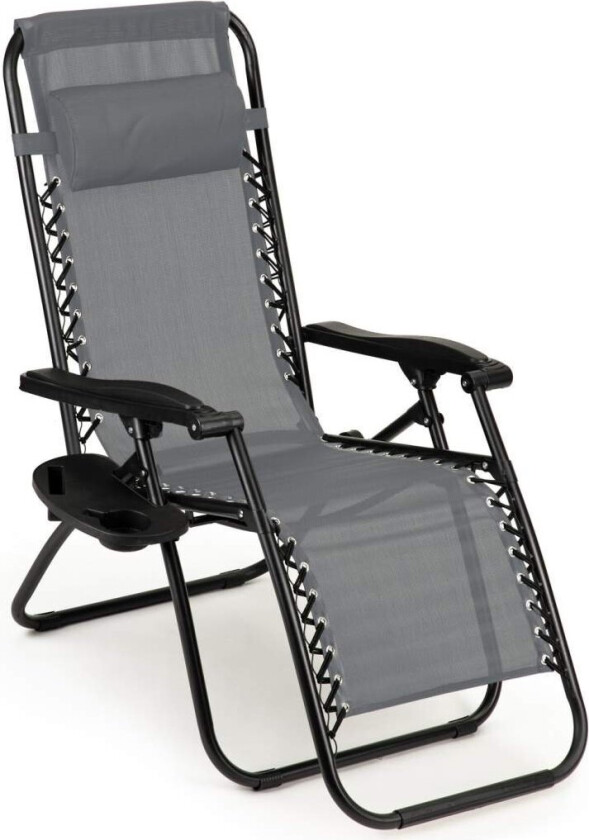 Solstol, hagestrandstol, sammenleggbart bord, grå