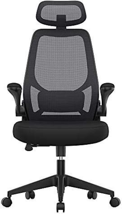 Kontorstol, datamaskinstol, ergonomisk stol, justerbare armlener og nakkestøtte, vippefunksjon, pustende mesh, høydejusterbar, s