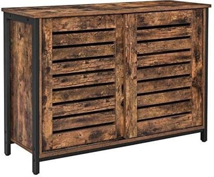 Skjenk, kjøkkenskap med skyvedører, kommode, stue, hall, kjøkken, hjemmekontor, stålramme, industriell stil, rustikk brun og sva