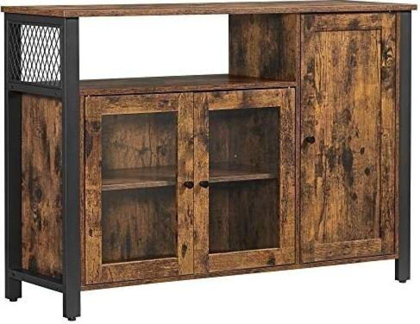 Buffetskap, skjenk, gulvoppbevaringsskap med gjennomsiktige dører, rustikk ULSC096B01