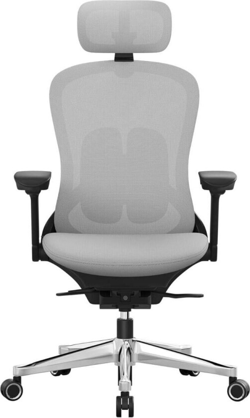 Kontorstol, ergonomisk justerbar lerretsstol, tilbakelent ryggstøtte, justerbart sete foran eller bak, 4D armlener, korsryggstøt