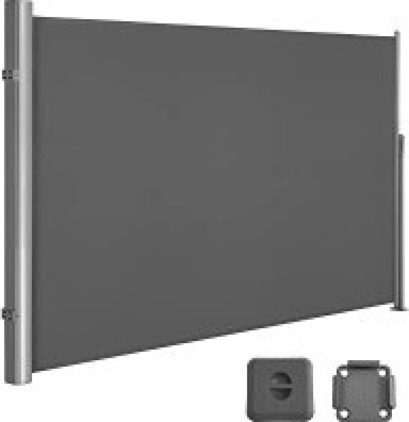 Slitesterk 160x350cm grå sidemarkise med UPF 50+ beskyttelse