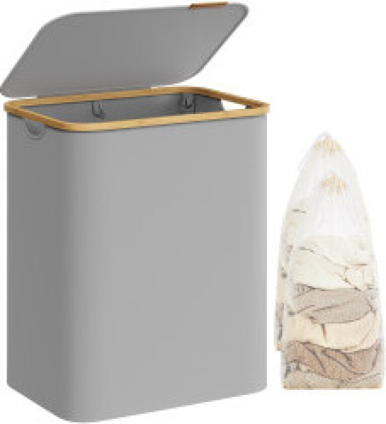 130L skittentøyskurv med 2 rom og lokk, enkel montering