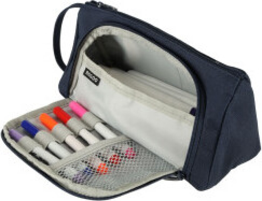 Skolepenal dobbel sachet servantveske marineblå