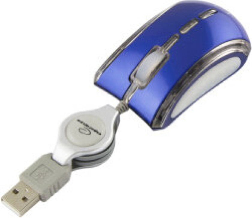Celaneo 3D kablet optisk mus usb med uttrekkbar kabel blå