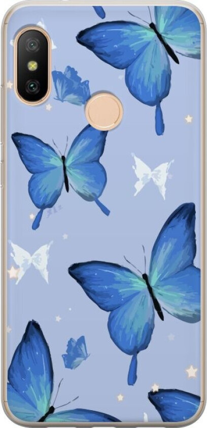 Mobildeksel til Xiaomi Redmi 6 Pro med Blå sommerfugler motiv