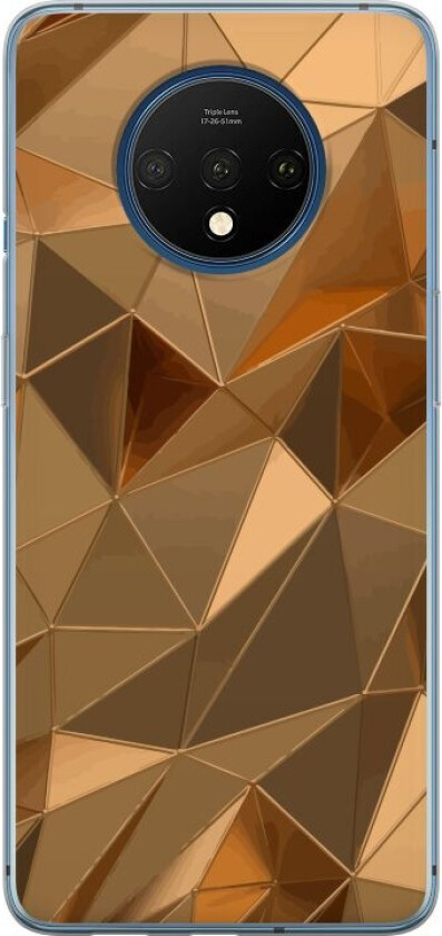Mobildeksel til OnePlus 7T med 3D Gull motiv