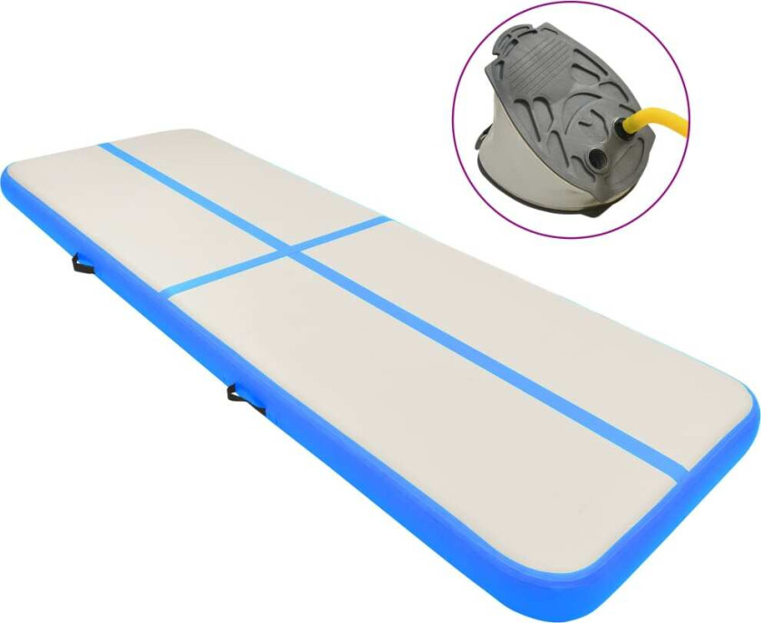 Oppblåsbar gymnastikkmatte med pumpe 500x100x15 cm PVC blå