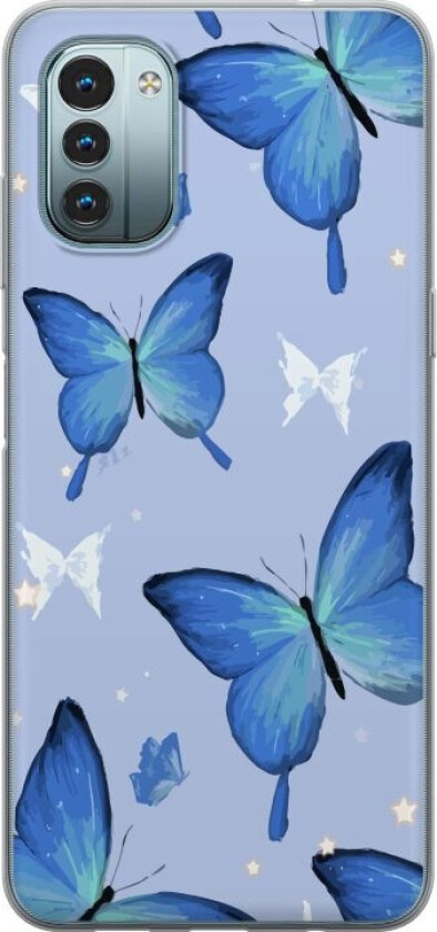 Mobildeksel til Nokia G11 med Blå sommerfugler motiv