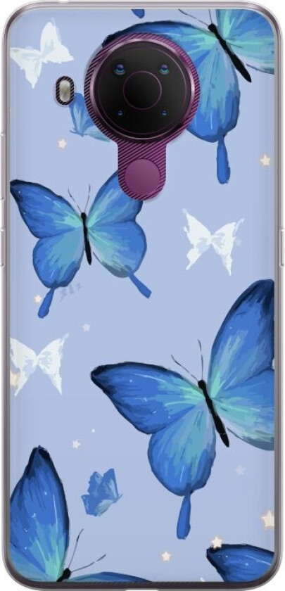 Mobildeksel til Nokia 5.4 med Blå sommerfugler motiv
