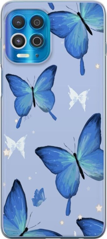 Mobildeksel til Motorola Edge S med Blå sommerfugler motiv